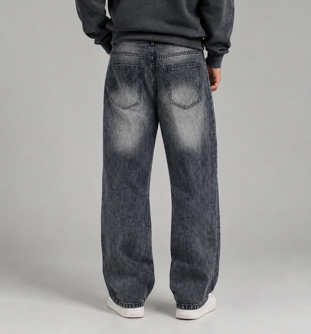 WASHED GREY STRAIGHT JEANS