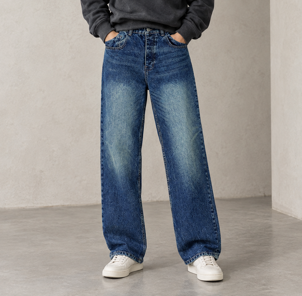 GREEN VINTAGE BLUE LOOSE JEANS