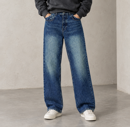 GREEN VINTAGE BLUE LOOSE JEANS