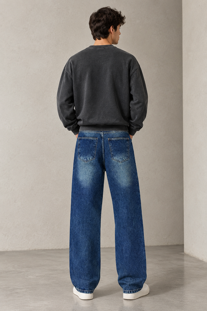 GREEN VINTAGE BLUE LOOSE JEANS