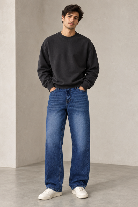 MID BLUE STRAIGHT JEANS