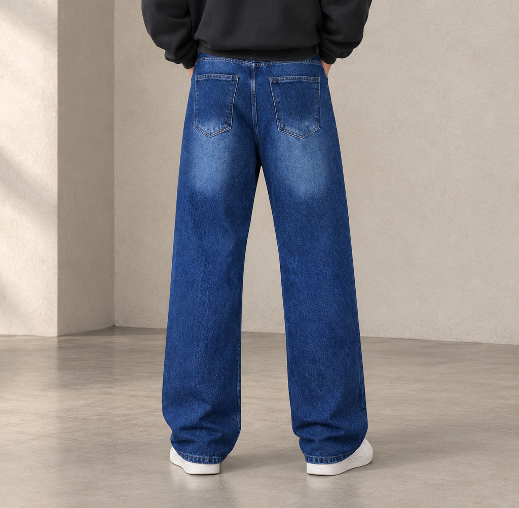 WASHED BLUE BAGGY JEANS