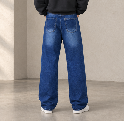 WASHED BLUE BAGGY JEANS