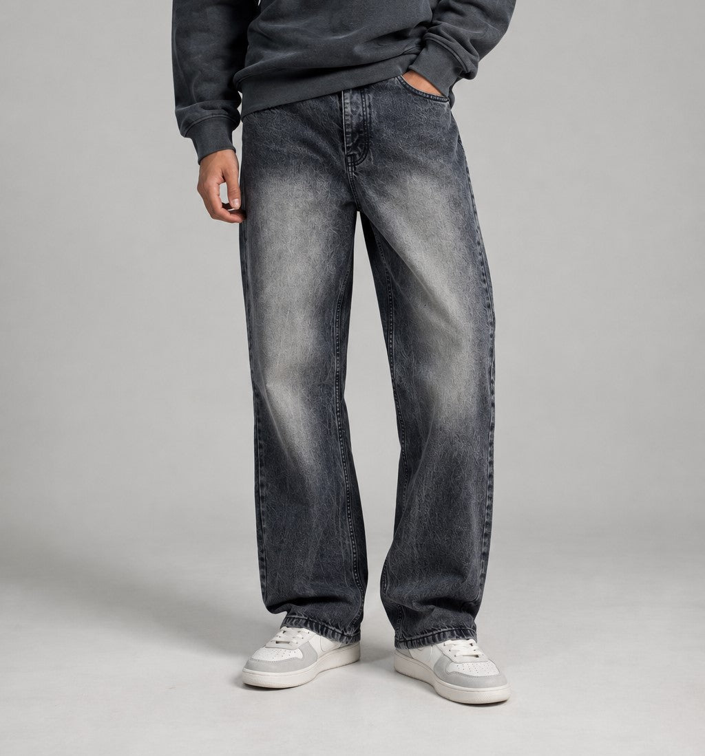 WASHED GREY STRAIGHT JEANS